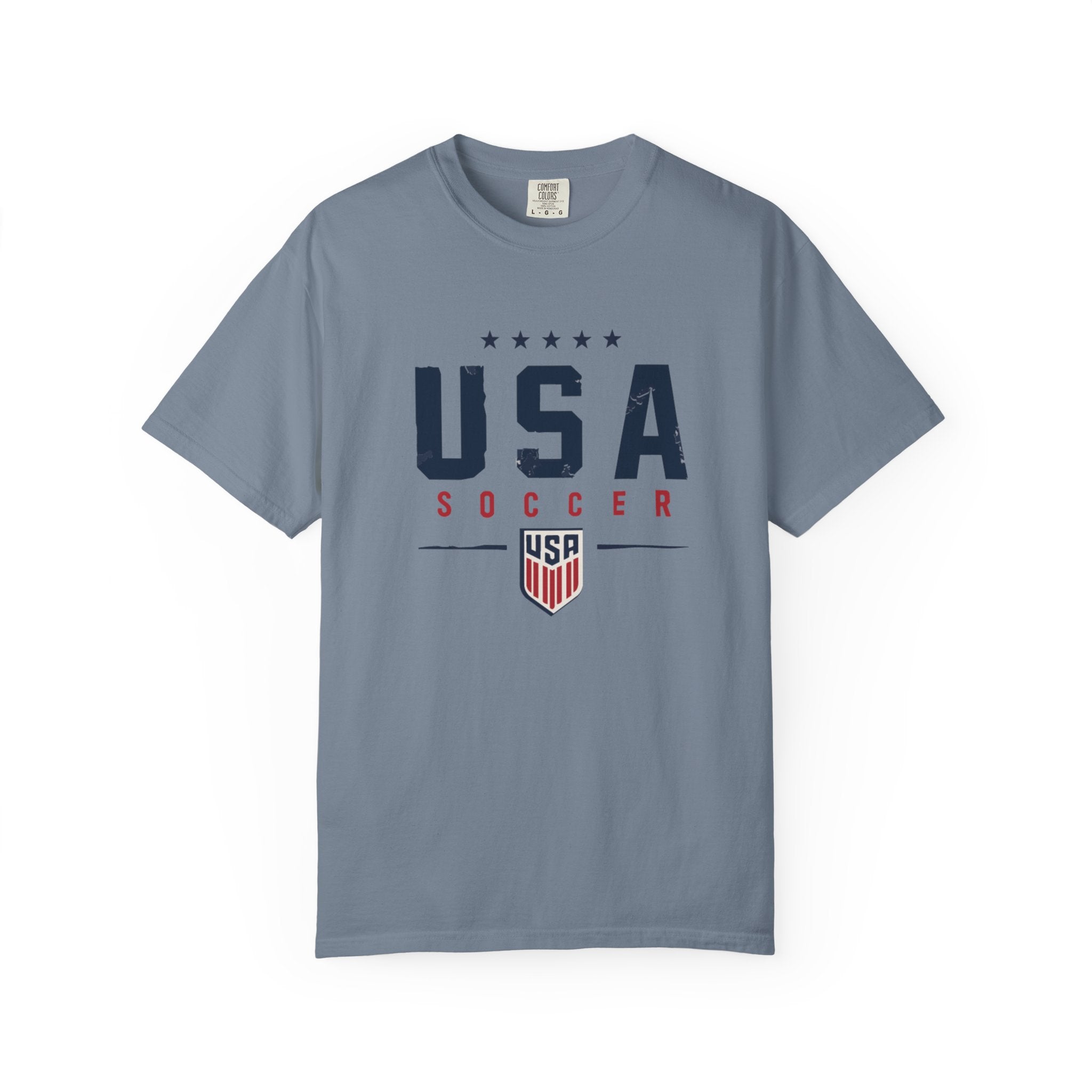 USA Soccer T-Shirt — Vintage Patriotic Soccer Tee with Crest